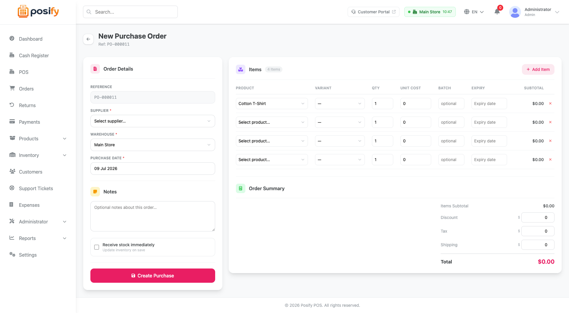 Suppliers & Purchase Orders